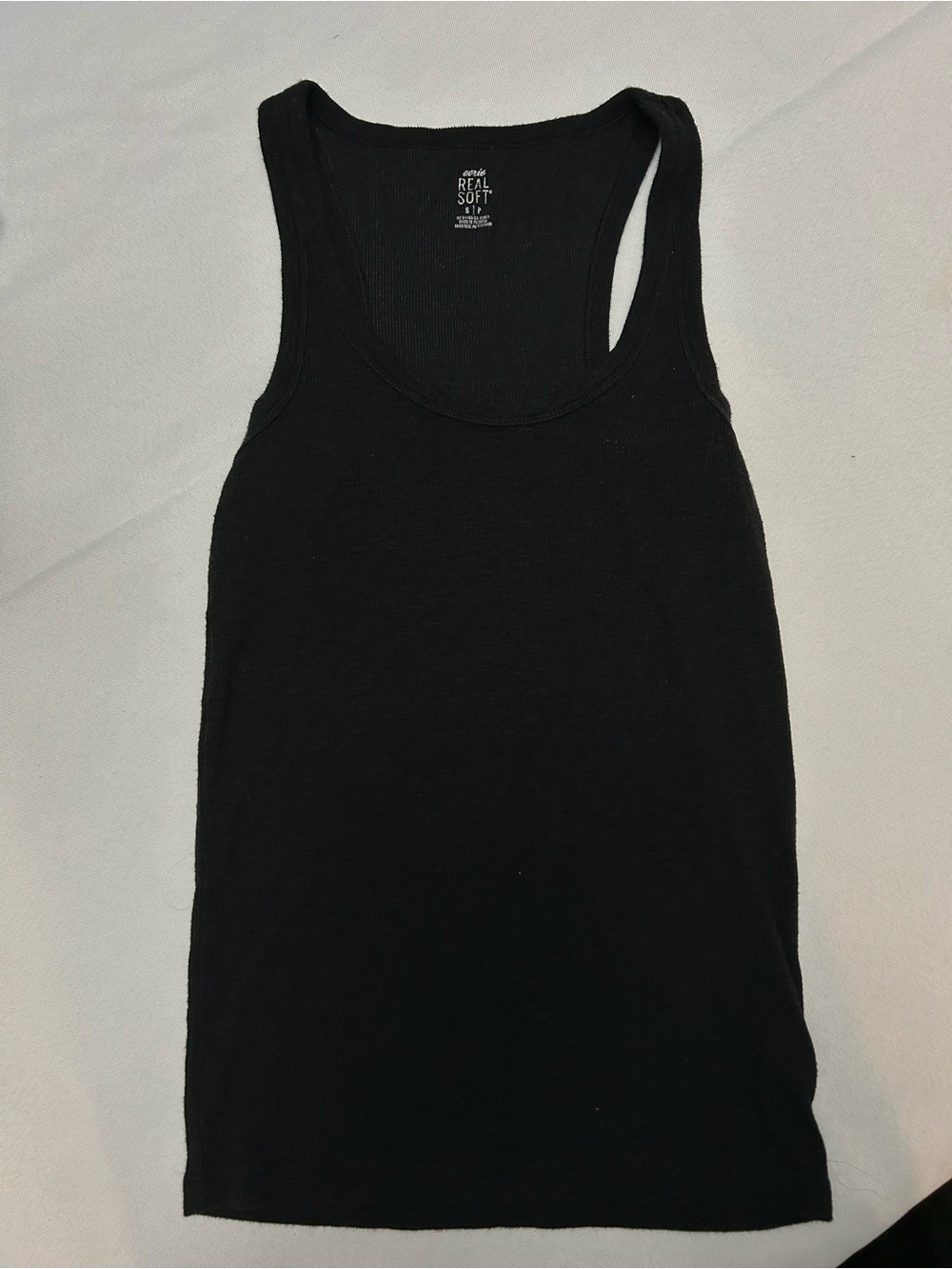 aerie soft Black Ribbed Racerback Tank Top size S
